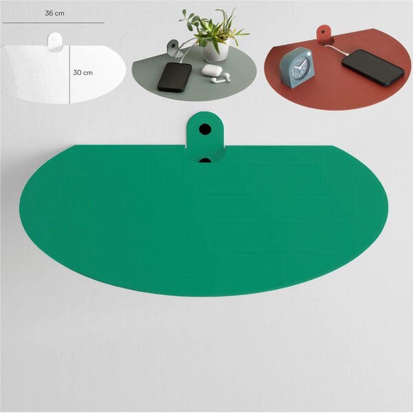Mensola in metallo, Comodino, POINT BIG mensola in metallo da muro Dimensioni 36x30x h 5 cm Portata massima 10 kg in acciaio verniciato Verde Smeraldo