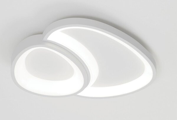 DUO PLAFONIERA ORIGINALE IN METALLO BIANCO LED 24W LUCE 3000K-4000K DESIGN MODERNO