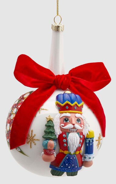 EDG - Enzo de Gasperi Decorazione natalizia per albero palla in vetro con soldatino schiaccianoci -