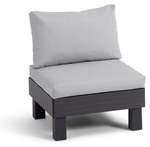 Seduta Modulare Elements con Schienale e Cuscino Keter 65x74x73 cm Effetto Legno Grafite