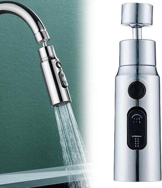 Rubinetto da cucina con doccetta a 3 posizioni, finitura in ottone