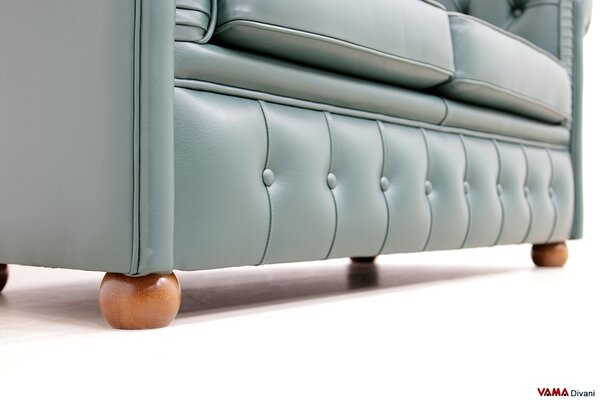 Divano Chesterfield 2 Posti Piccolo in Pelle Verde Pino