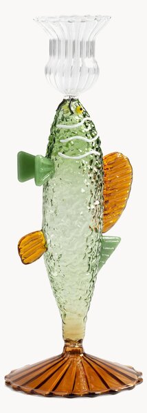 Portacandela fatto a mano in vetro borosilicato Fish