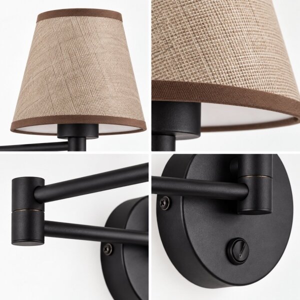 BRILAGI - Lampada da parete NUBILA 1xE27/15W/230V marrone/nero