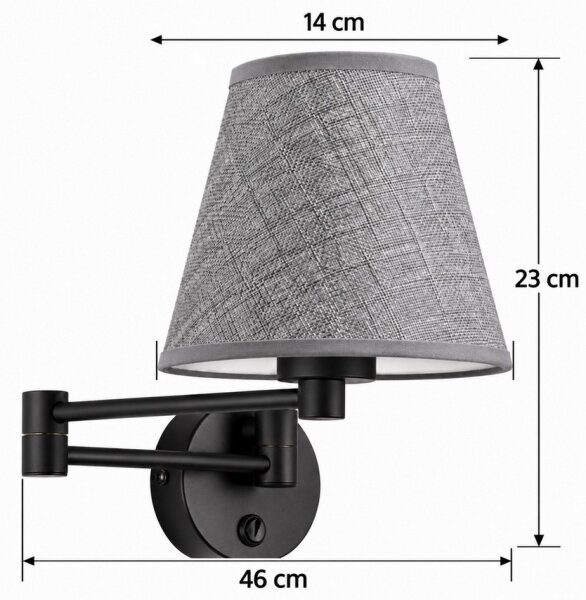 BRILAGI - Lampada da parete NUBILA 1xE27/15W/230V grigia/nera