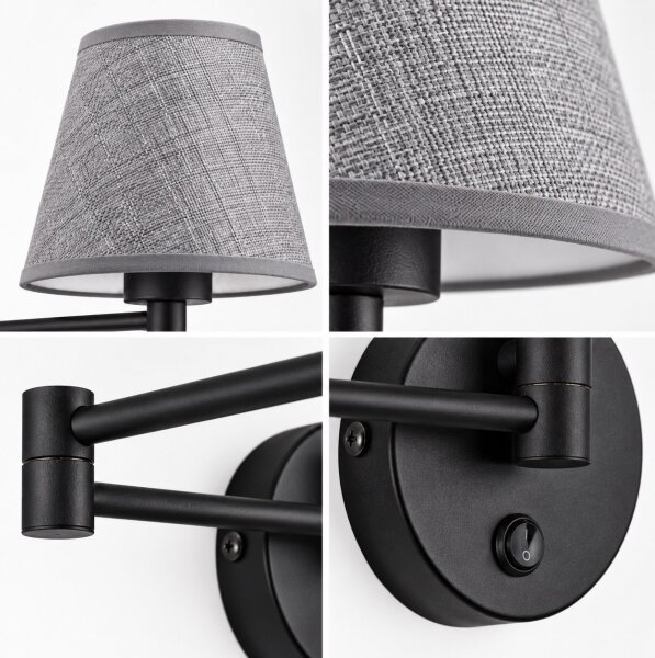 BRILAGI - Lampada da parete NUBILA 1xE27/15W/230V grigia/nera