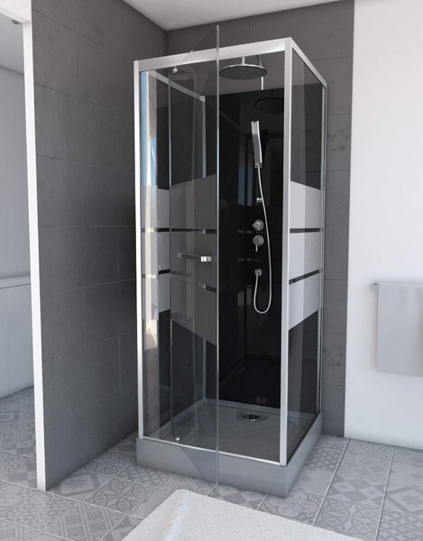 Doccia completa MARWELL Doccia completa Dusy 70 x 70 x 225 cm - set completo incl. piatto doccia e rubinetto - doccia rotonda con ingresso frontale