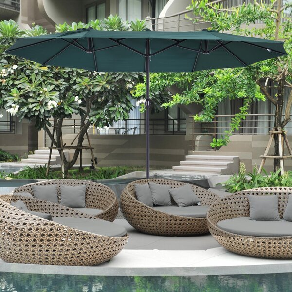 Outsunny Ombrellone da Giardino Doppio con Apertura a Manovella, Acciaio e Poliestere, 460x270x240cm|Aosom