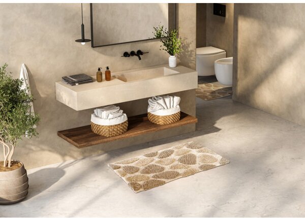 Tappeto arredo bagno Sassi in cotone 100% 50X80 Beige