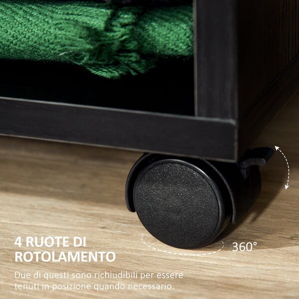 HOMCOM Mobile Appendiabiti con 2 Ripiani Aperti e Barra in Alluminio, in Truciolato, 60x40x128 cm, Nero | Aosom Italy