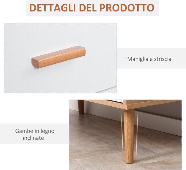 HOMCOM Cassettiera 3 Cassetti Moderno Rialzata in Legno, per Soggiorno e Camera da Letto, 80x39x80 cm, Bianco e color Legno|Aosom Italy