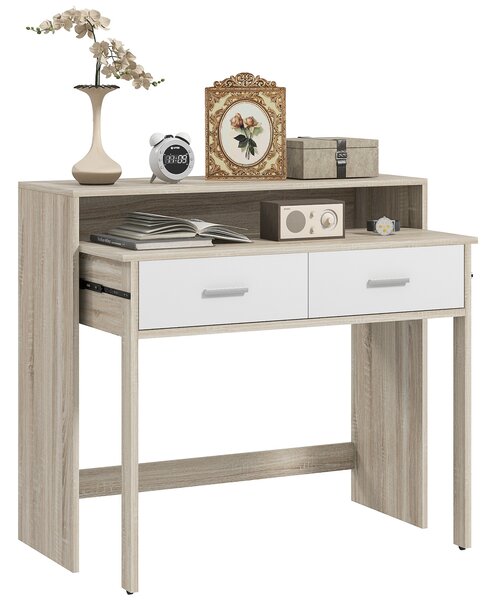 Consolle Tavolo Estraibile e 2 Cassetti 95x35x87 cm Rovere