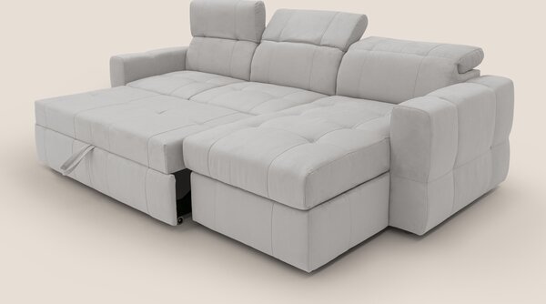 Kronos Divano angolare con pouf estraibile e penisola contenitore in m