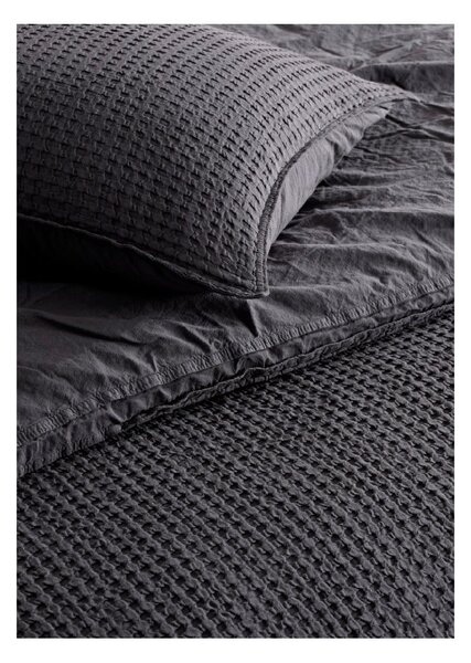 Set copripiumino e federa color antracite in cotone renforcé per letto singolo 140x200 cm Waffle Striped – Mila Home Luxury