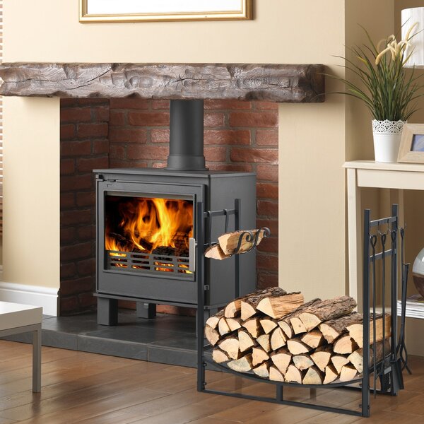 Costway Porta legna da ardere e set di attrezzi per uso intensivo, Organizzatore per la conservazione di legno 76x33x76cm