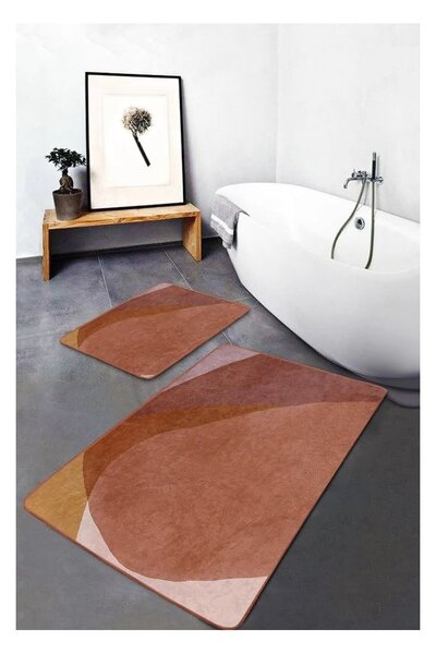 Set di tappetini per il bagno marroni in velluto 2 pz 60x100 cm – Mila Home