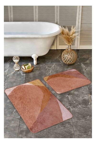 Set di tappetini per il bagno marroni in velluto 2 pz 60x100 cm – Mila Home