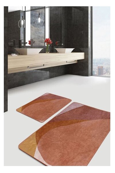 Set di tappetini per il bagno marroni in velluto 2 pz 60x100 cm – Mila Home