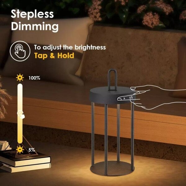 Lampada da tavolo ricaricabile dimmerabile a tocco per esterni GENTLE LED/1,5W/3,7V 3000 mAh IP44 nero