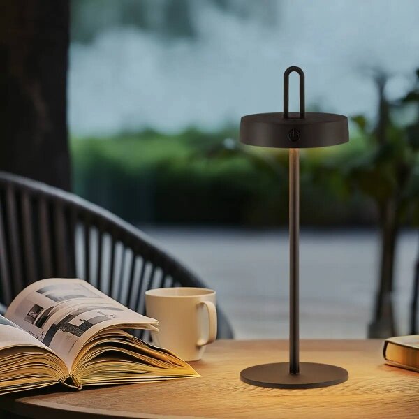 Lampada da tavolo dimmerabile a sfioramento ricaricabile per esterni LED SHINE LED/1,5W/3,7V 3000 mAh IP44 nera