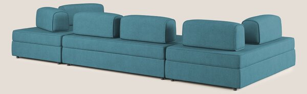Liberty divano panoramico con pouf estraibile e schienali movibili in