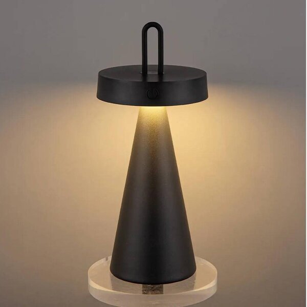 Lampada da tavolo LED dimmerabile ricaricabile a sfioramento per esterni HALO LED/1,5W/3,7V 3000 mAh IP44 nera