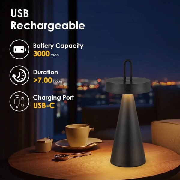 Lampada da tavolo LED dimmerabile ricaricabile a sfioramento per esterni HALO LED/1,5W/3,7V 3000 mAh IP44 nera
