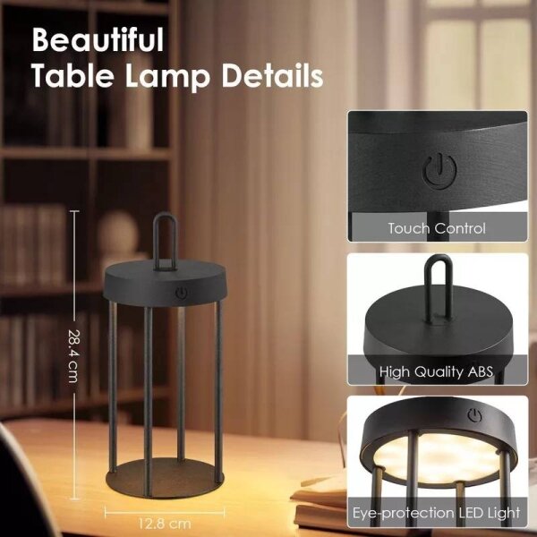 Lampada da tavolo ricaricabile dimmerabile a tocco per esterni GENTLE LED/1,5W/3,7V 3000 mAh IP44 nero