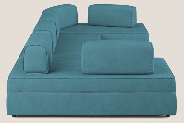 Liberty divano panoramico con pouf estraibile e schienali movibili in