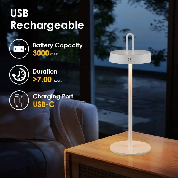 Lampada da tavolo a sfioramento ricaricabile dimmerabile per esterno SHINE LED/1,5W/3,7V 3000 mAh IP44 bianca