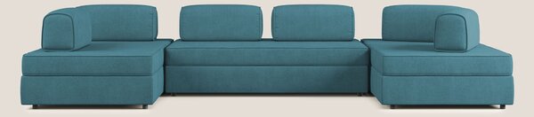 Liberty divano panoramico con pouf estraibile e schienali movibili in