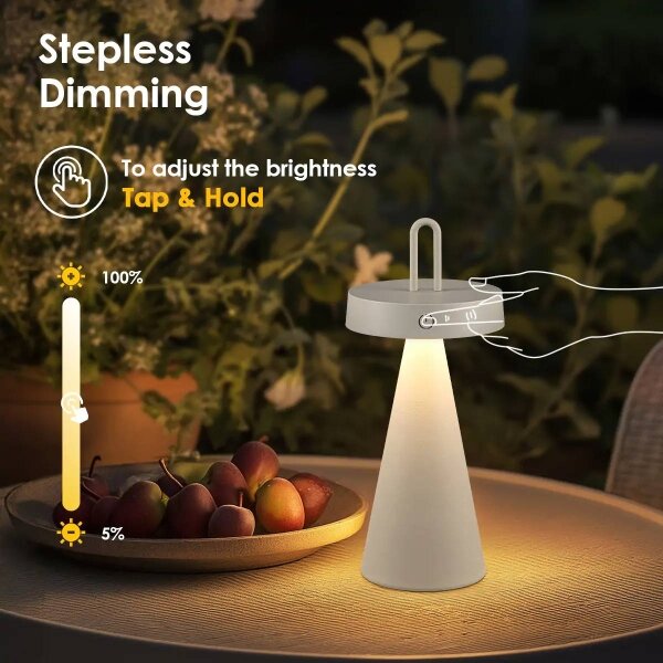 Lampada da tavolo LED dimmerabile per esterni ricaricabile a sfioramento HALO LED/1,5W/3,7V 3000 mAh IP44 grigio