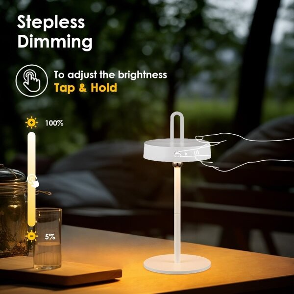 Lampada da tavolo a sfioramento dimmerabile ricaricabile per esterni LED GENTLE LED/1,5W/3,7V 3000 mAh IP44 bianca