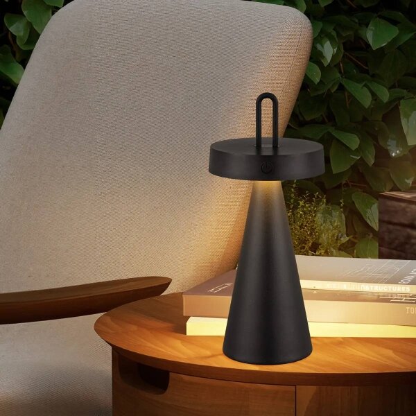Lampada da tavolo LED dimmerabile ricaricabile a sfioramento per esterni HALO LED/1,5W/3,7V 3000 mAh IP44 nera