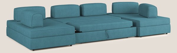 Liberty divano panoramico con pouf estraibile e schienali movibili in