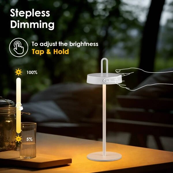 Lampada da tavolo a sfioramento ricaricabile dimmerabile per esterno SHINE LED/1,5W/3,7V 3000 mAh IP44 bianca
