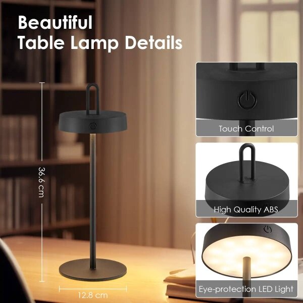 Lampada da tavolo dimmerabile a sfioramento ricaricabile per esterni LED SHINE LED/1,5W/3,7V 3000 mAh IP44 nera