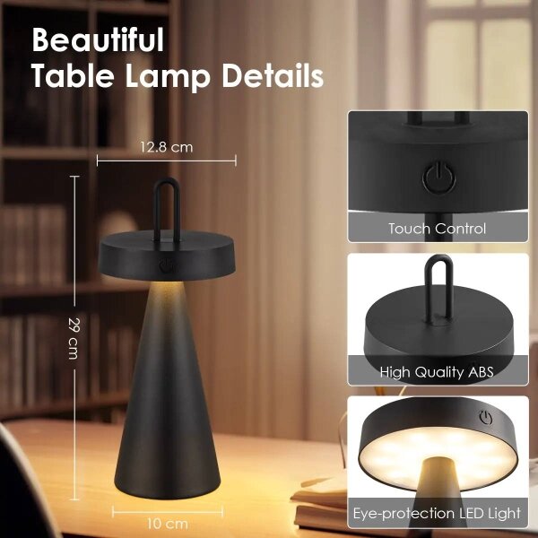 Lampada da tavolo LED dimmerabile ricaricabile a sfioramento per esterni HALO LED/1,5W/3,7V 3000 mAh IP44 nera