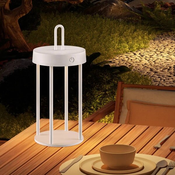 Lampada da tavolo touch LED ricaricabile dimmerabile per esterni GENTLE LED/1,5W/3,7V 3000 mAh IP44 bianca