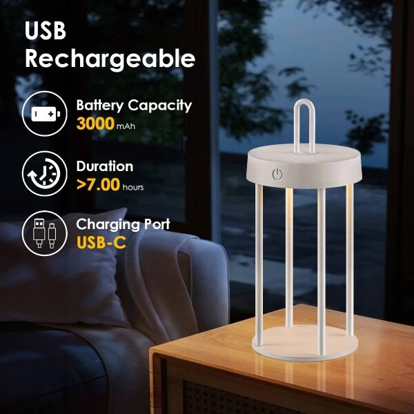 Lampada da tavolo touch LED ricaricabile dimmerabile per esterni GENTLE LED/1,5W/3,7V 3000 mAh IP44 bianca