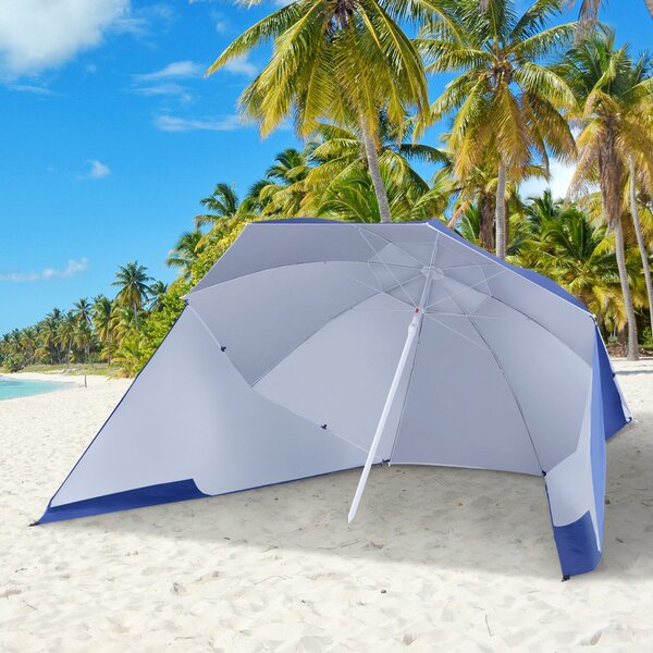 Outsunny Ombrellone Tenda Parasole 2 in 1 da Giardino Spiaggia Protezione UV 50 in Poliestere Ferro con Borsa di Trasporto 210x 222cm|Aosom