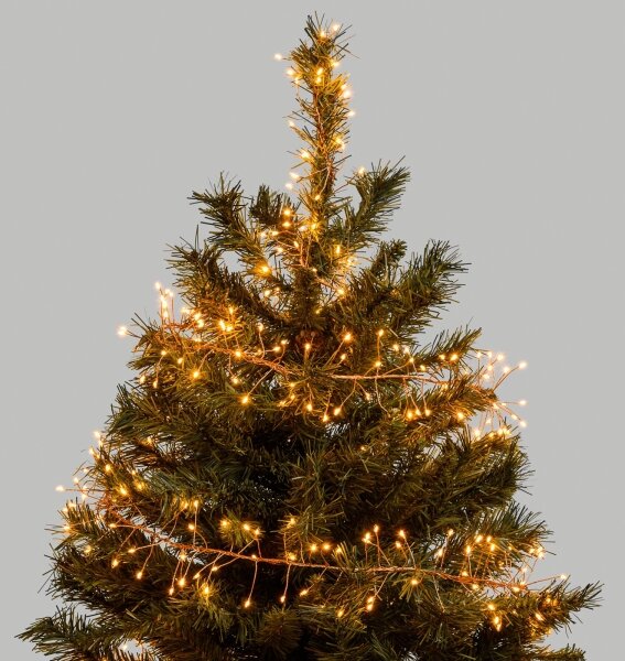 Aigostar - Catena luminosa natalizia a LED per esterni 200xLED/8 funzioni 3xAA 6,3m IP44 bianco caldo