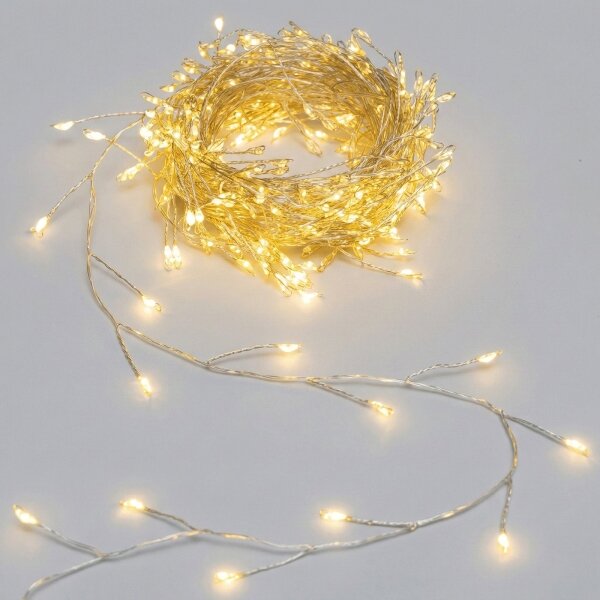 Aigostar - Catena luminosa natalizia a LED per esterni 200xLED/8 funzioni 3xAA 6,3m IP44 bianco caldo
