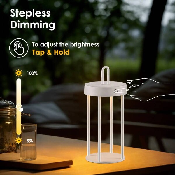 Lampada da tavolo touch LED ricaricabile dimmerabile per esterni GENTLE LED/1,5W/3,7V 3000 mAh IP44 bianca