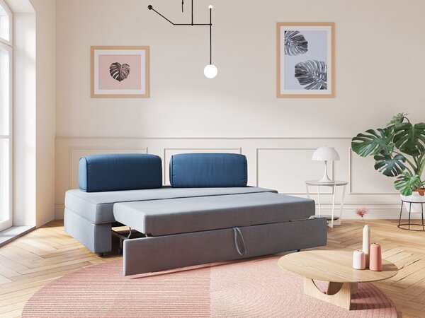 Liberty divano con pouf estraibile e schienali movibili in tessuto mor