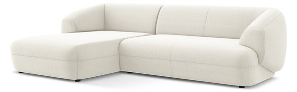 Divano angolare bianco (con penisola a sinistra) con rivestimento in velluto Moana – Makamii