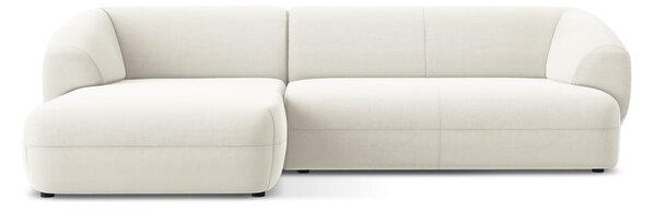 Divano angolare bianco (con penisola a sinistra) con rivestimento in velluto Moana – Makamii