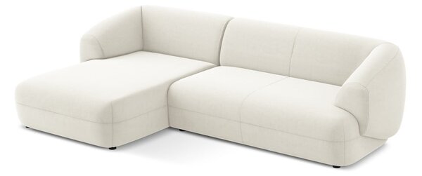 Divano angolare bianco (con penisola a sinistra) con rivestimento in velluto Moana – Makamii