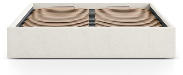 Letto matrimoniale imbottito color crema con contenitore/senza testiera con rete inclusa 160x200 cm Susan – Micadoni
