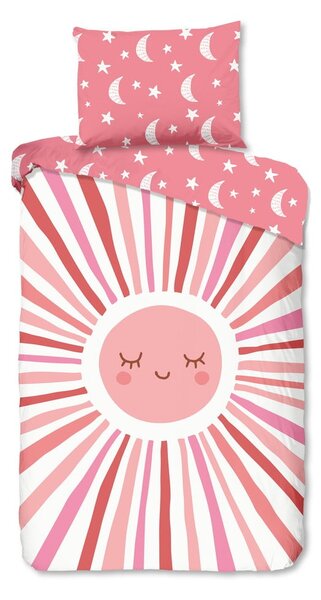 Set copripiumino e federa da bambini rosa in cotone per letto singolo 140x200 cm Sunny – Good Morning